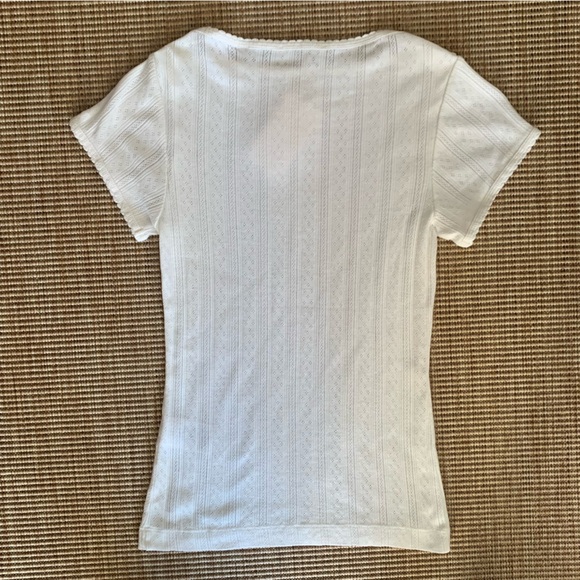 NWT Doen Pauline Cotton Boatneck Short Sleeve Top Salt Quelle Joilie Pointelle - Picture 9 of 13
